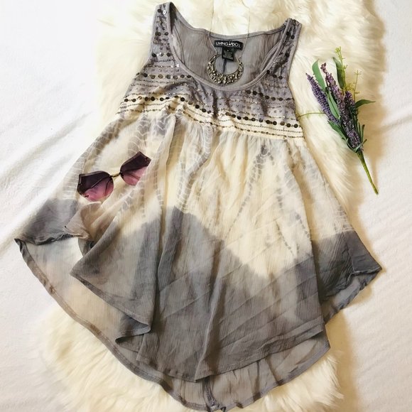 living doll Tops - Living Doll Los Angeles Tie Dye Ombre Flare Tank M